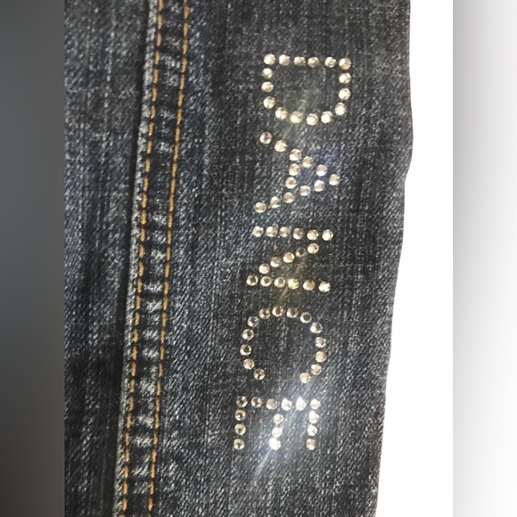 UB Jeans women’s large cropped denim jacket, rhinestone beaded, Y2K, dark blue - Picture 4 of 12